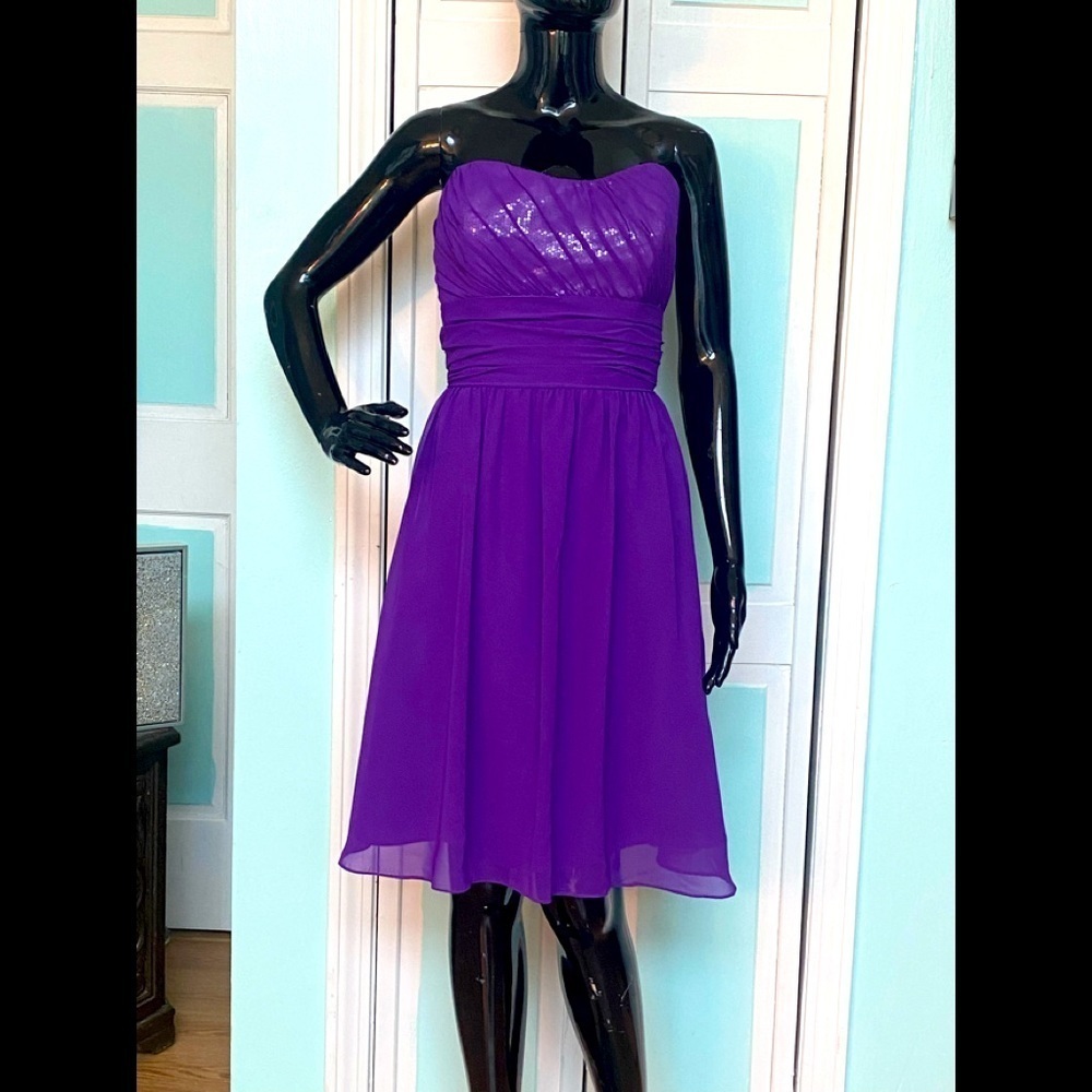 Size 10 Viola Royal Purple Regency Bridesmaid Prom Sequin Short NWOT - Picture 2 of 4